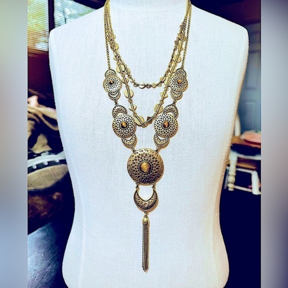 Tiger’s Eye Southwestern Triple Strand Necklace
